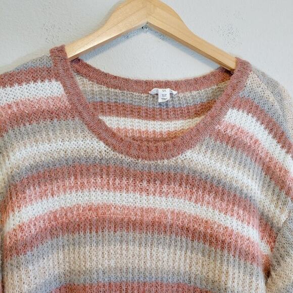 Tribal Jeans Women's Wool Alpaca Long Sleeves Striped Sweater Sz L Soft Cozy - Picture 4 of 8